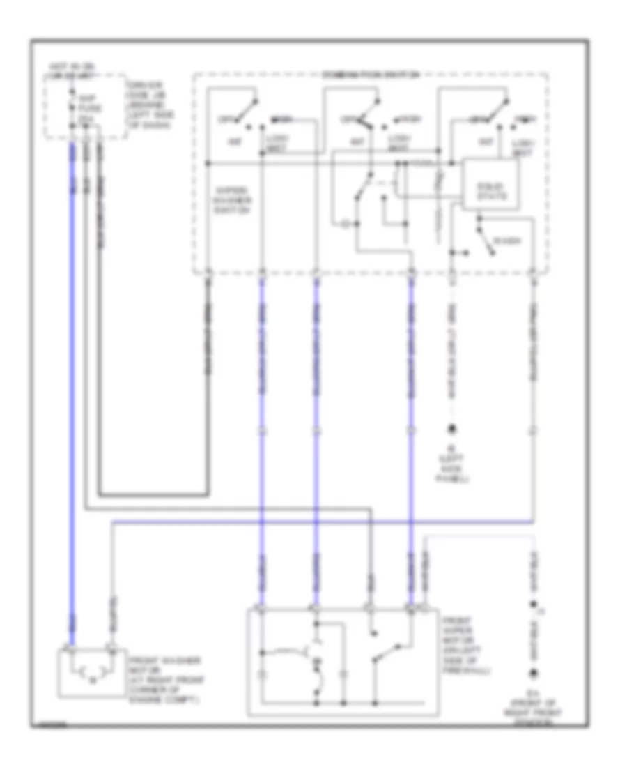 Электросхема передних стеклоочистителей дворников и омывателя лобового стекла для Toyota RAV4 EV 2002