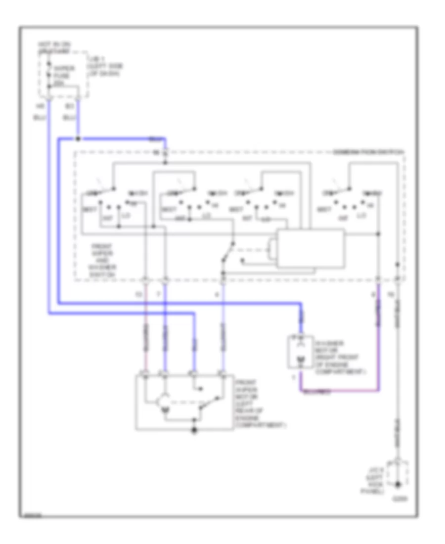 Электросхема переднего дворника стеклоочистителя и омывателя для Toyota Celica All-Trac 1993