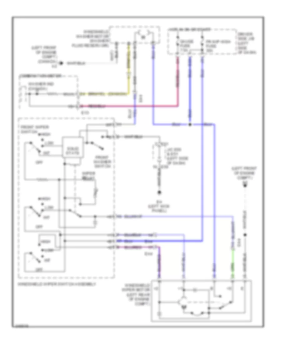 Электросхема передних стеклоочистителей дворников и омывателя лобового стекла для Toyota FJ Cruiser 2012