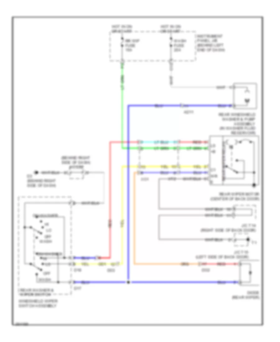 Электросхема заднего стеклоочистителя дворника и омывателя, Кроме Гибрида для Toyota Highlander 2012