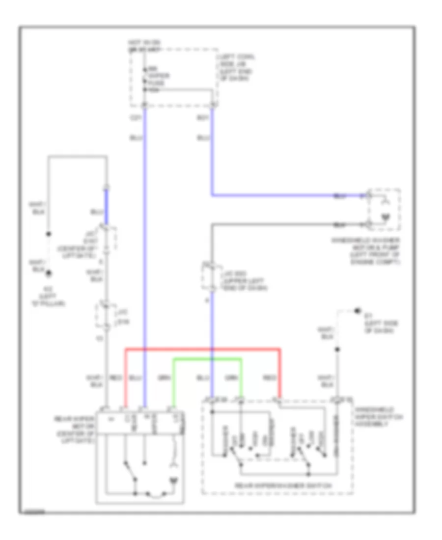 Электросхема заднего стеклоочистителя дворника и омывателя для Toyota Land Cruiser 2010