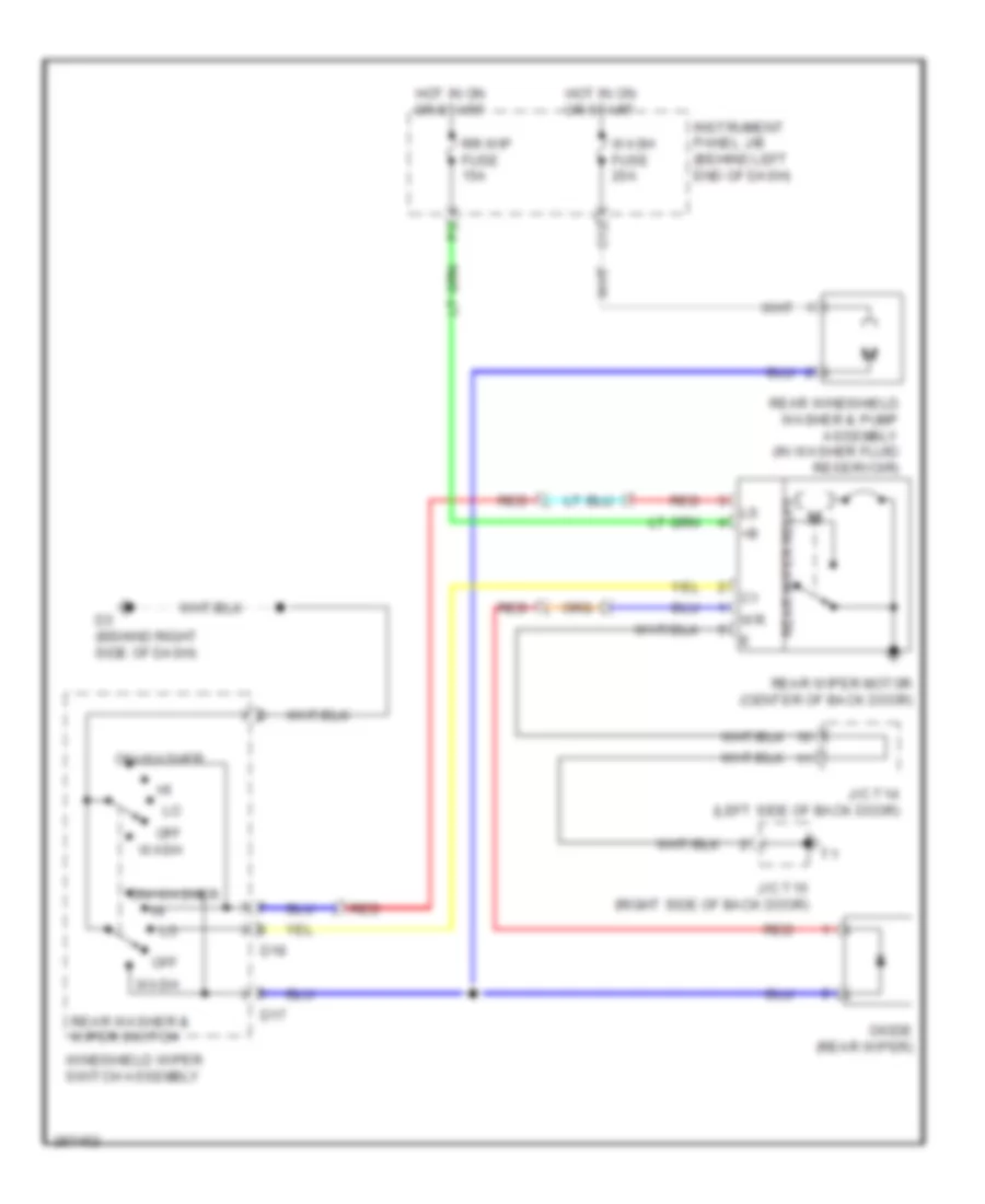 Rear WiperWasher Wiring Diagram, Except Hybrid for Toyota Highlander Sport 2008