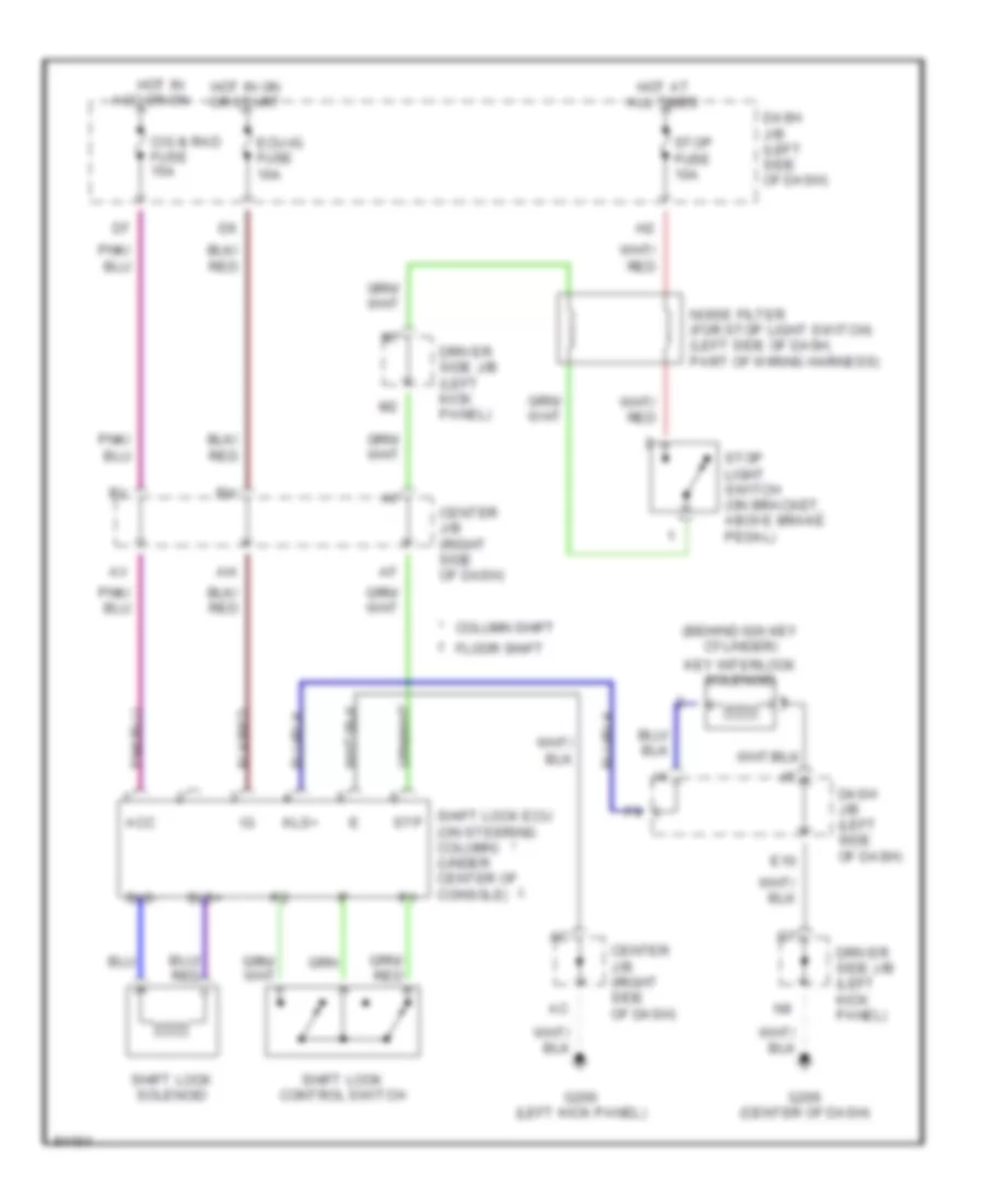 Shift Interlock Wiring Diagram for Toyota Avalon XL 1997