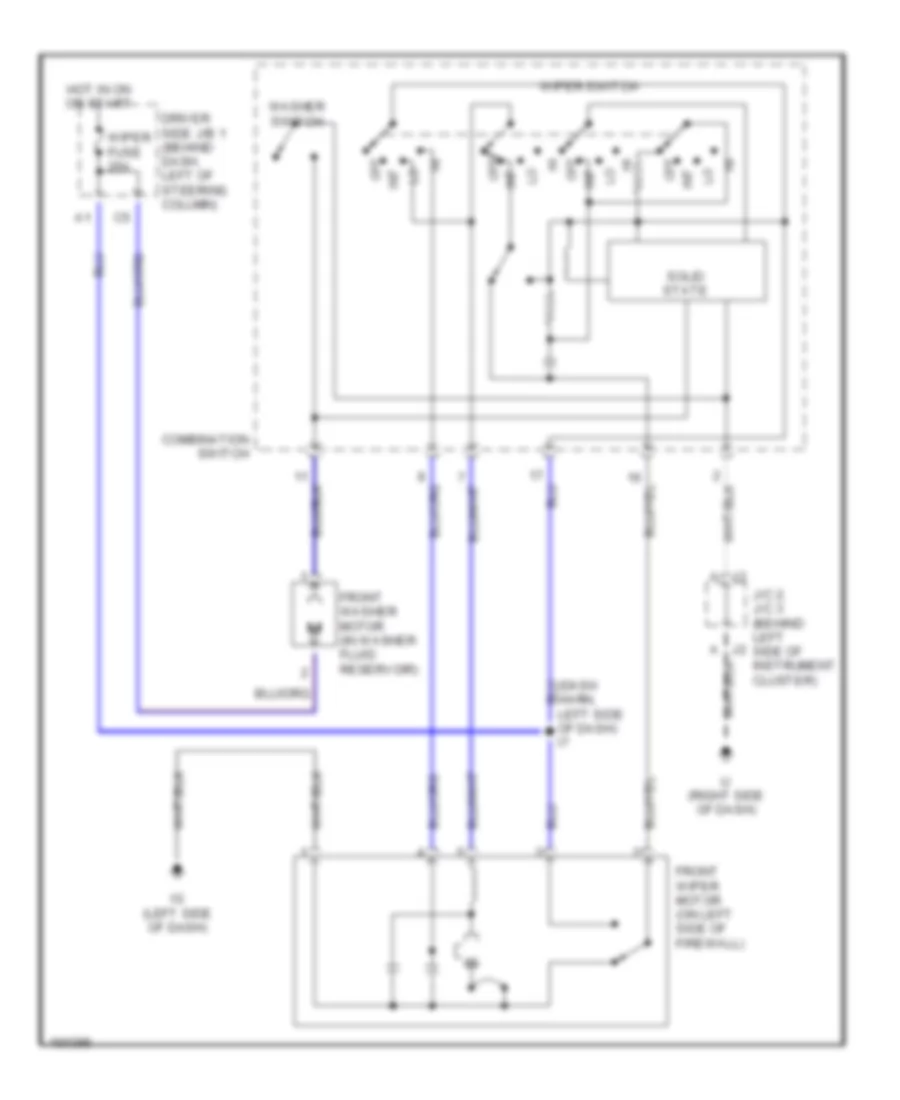 Электросхема передних стеклоочистителей дворников и омывателя лобового стекла для Toyota Sienna CE 2002