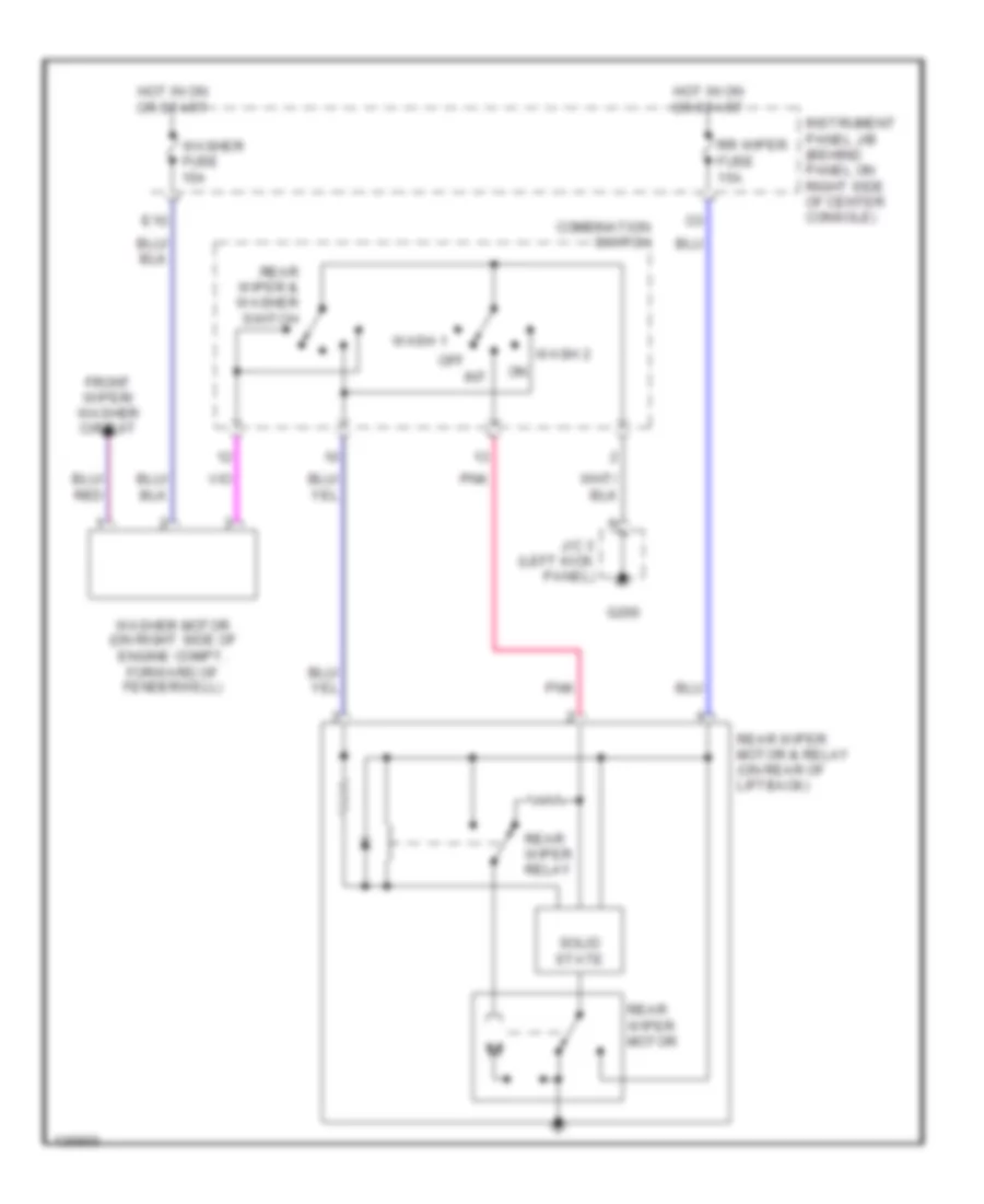 Электросхема заднего стеклоочистителя дворника и омывателя для Toyota Celica GT 2000