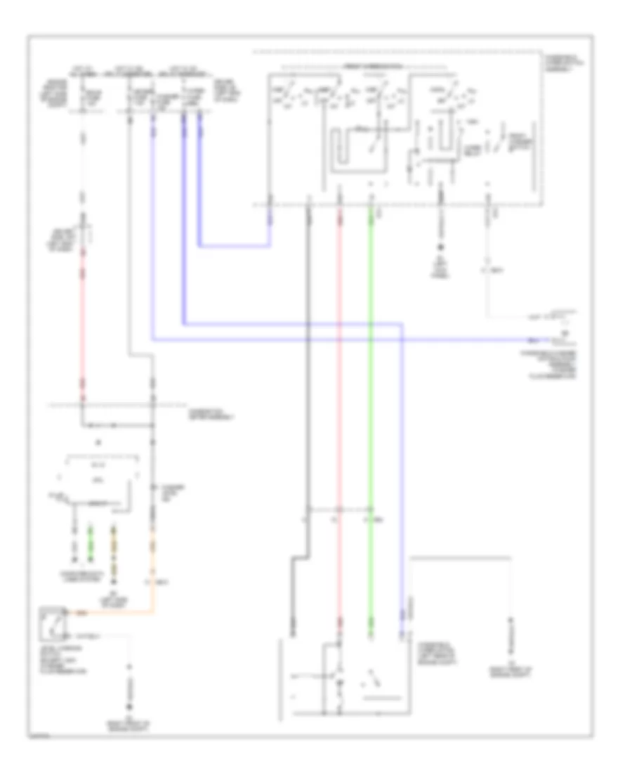 Электросхема передних стеклоочистителей дворников и омывателя лобового стекла для Toyota Matrix 2012