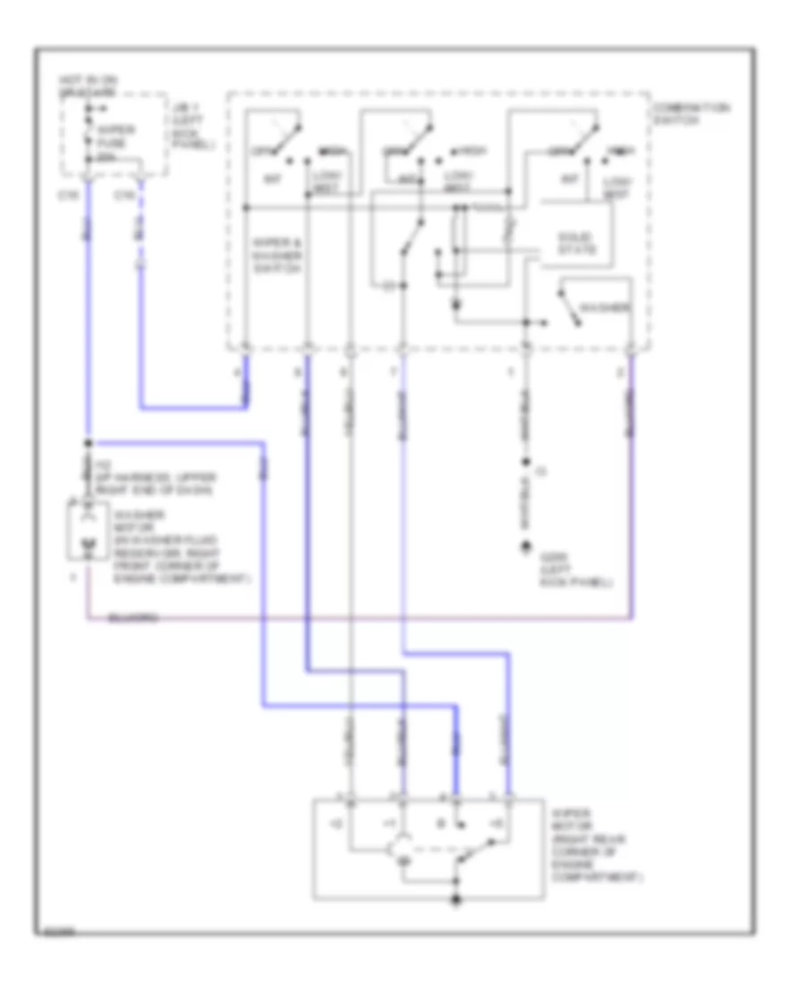 Электросхема передних стеклоочистителей дворников и омывателя лобового стекла для Toyota 4Runner SR5 1995
