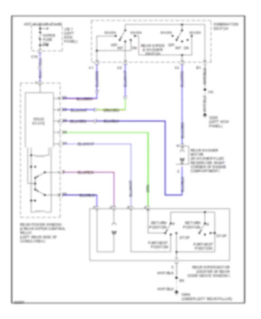 Электросхема заднего стеклоочистителя дворника и омывателя для Toyota 4Runner SR5 1995