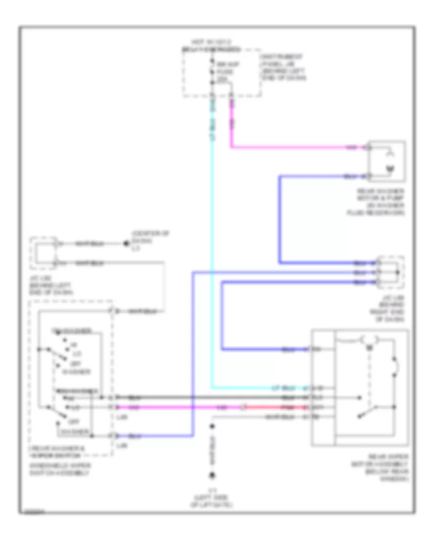 Электросхема заднего стеклоочистителя дворника и омывателя для Toyota Prius 2010