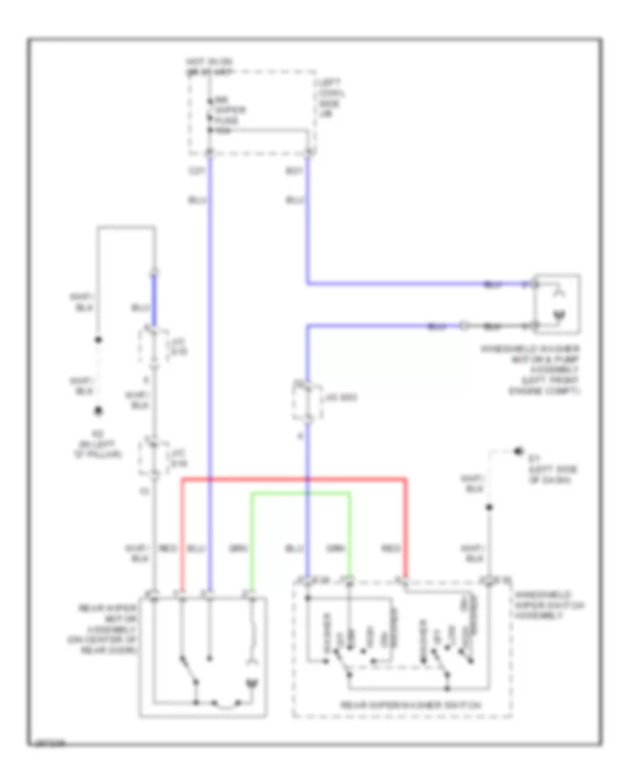 Электросхема заднего стеклоочистителя дворника и омывателя для Toyota Land Cruiser 2009