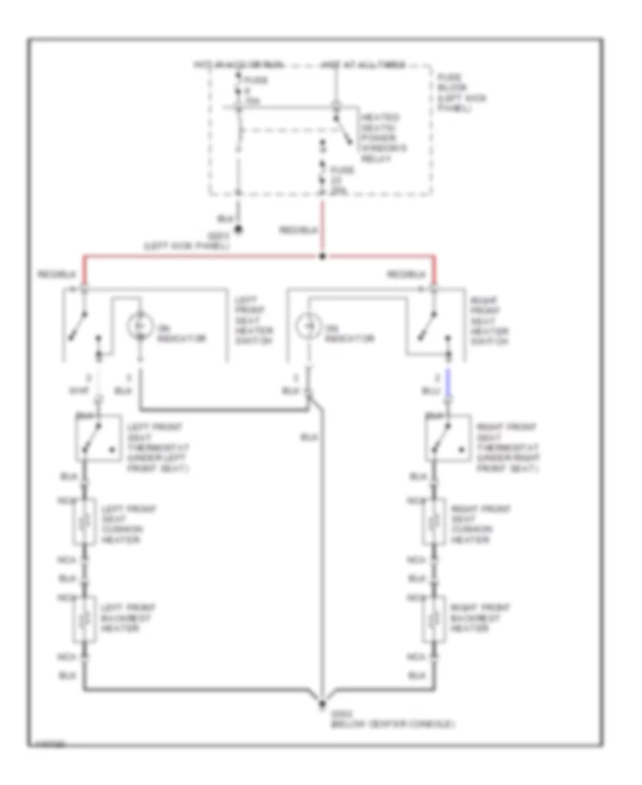 Электросхема подогрева сидений, единственный вывод для Volvo 740 1990