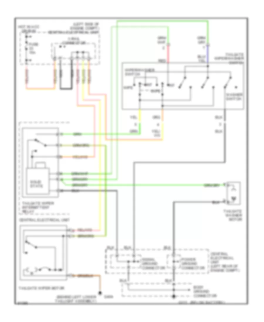 Rear WiperWasher Wiring Diagram, Early Production for Volvo 850 1995