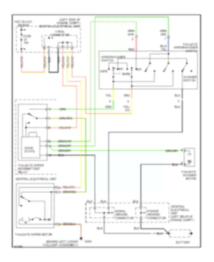 Rear WiperWasher Wiring Diagram, Late Production for Volvo 850 1995