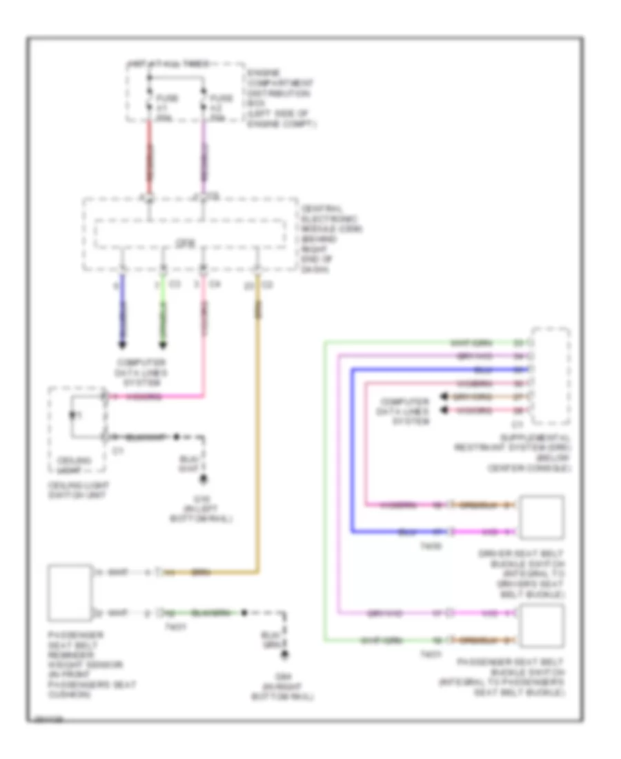 Seat Belt Warning Wiring Diagram for Volvo XC60 T-6 R-Design 2012