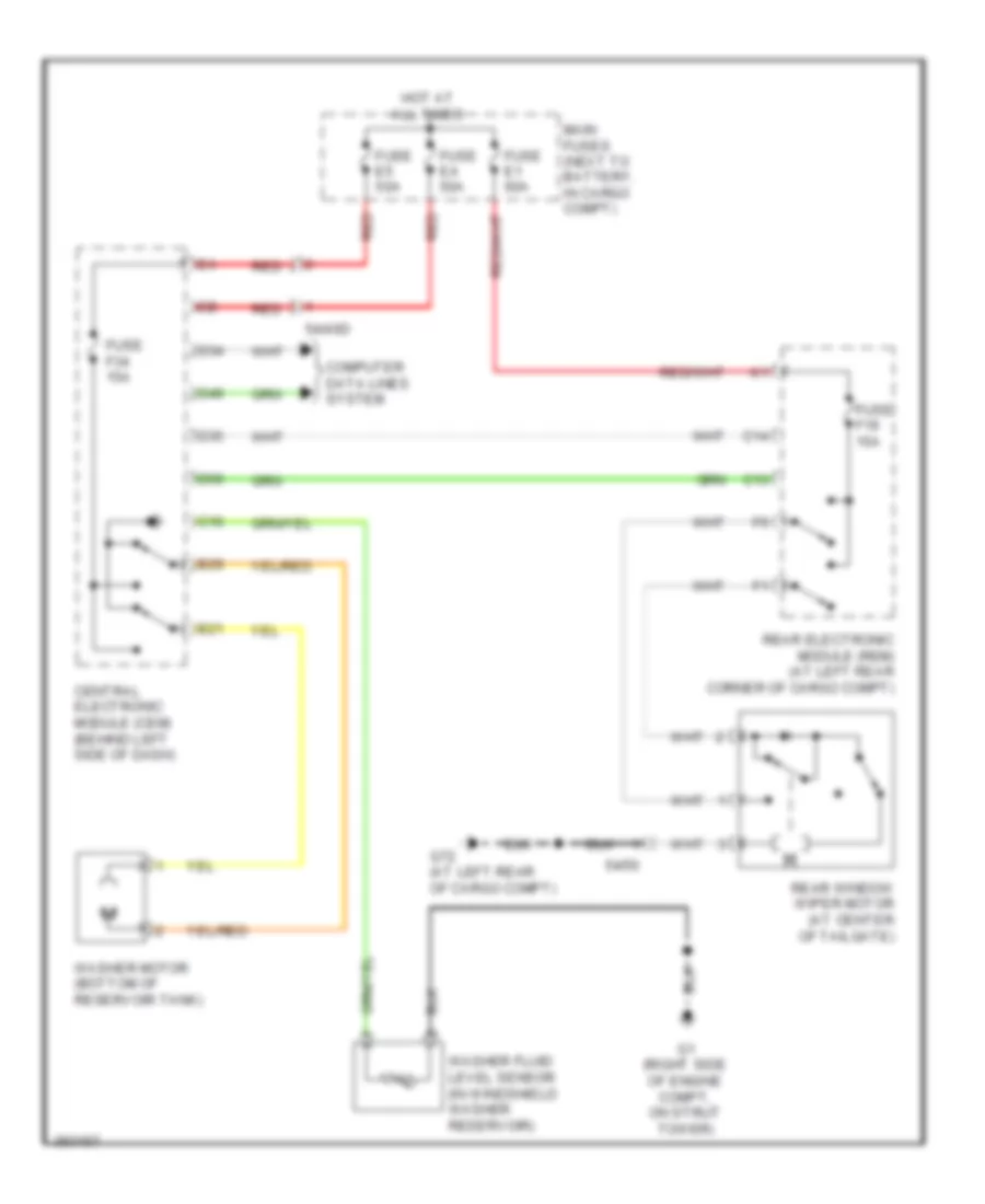 Электросхема заднего стеклоочистителя дворника и омывателя для Volvo XC90 2012