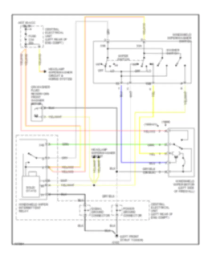 Front Wiper Washer Wiring Diagram for Volvo V70 AWD 1998