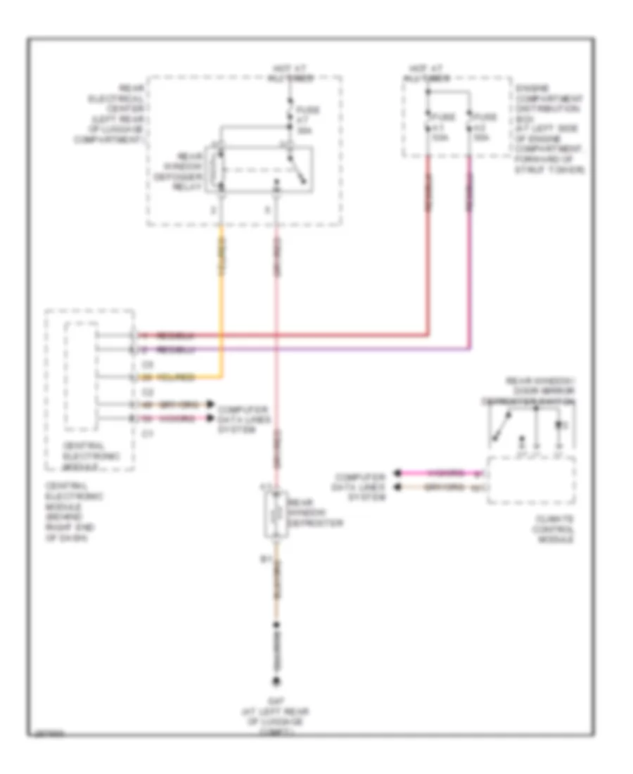 Rear Defogger Wiring Diagram Late Production for Volvo V70 2008