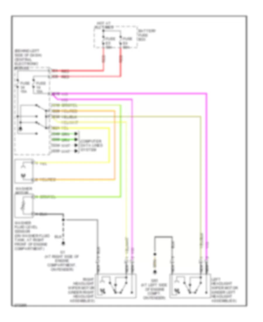 Электросхема стеклоочистителя, дворников и омывателя Фары для Volvo S60 2009