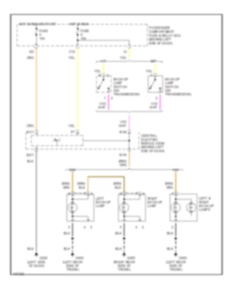 Back up Lamps Wiring Diagram for Volvo S40 2000