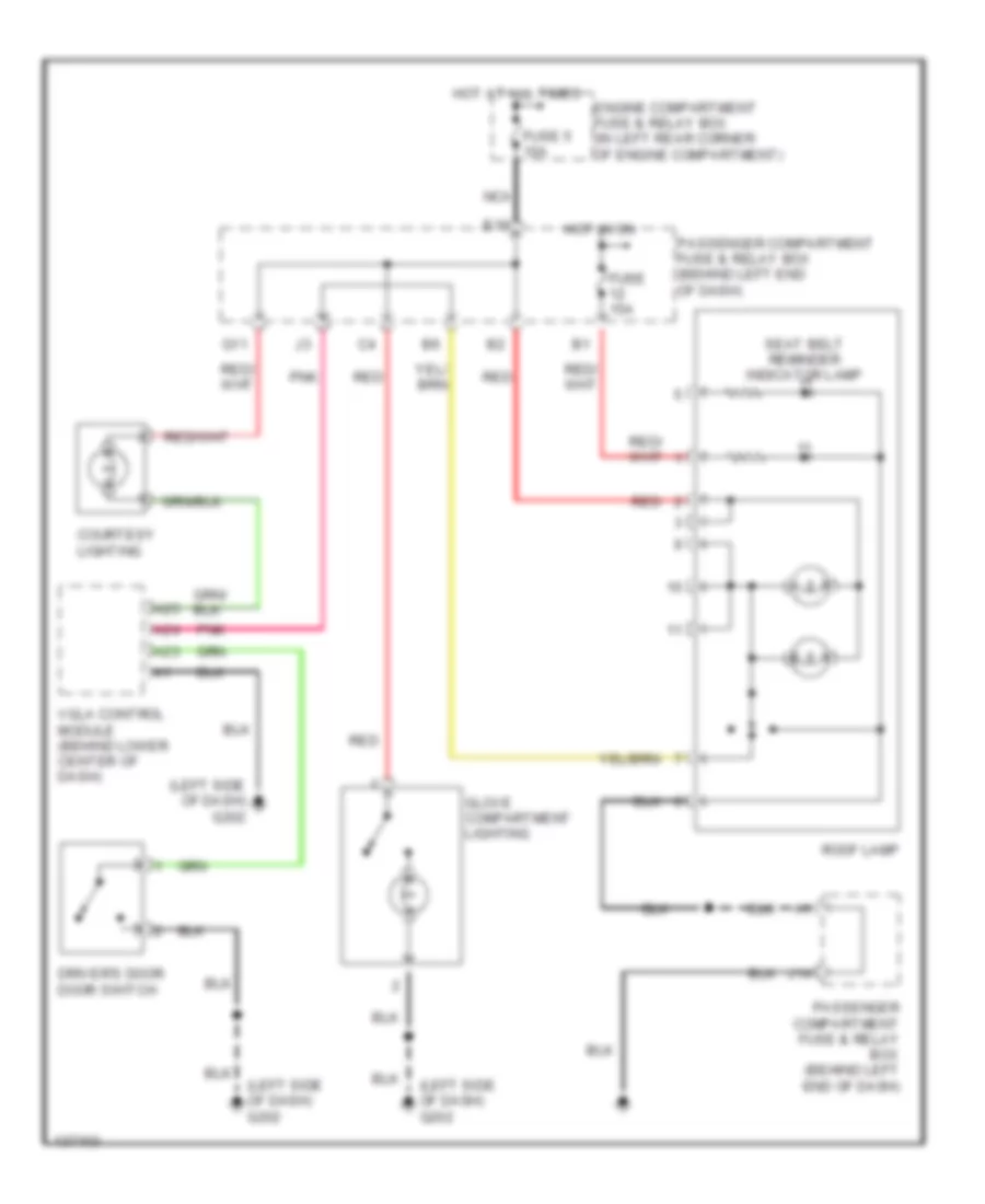 Courtesy Lamps Wiring Diagram without Reading Lights for Volvo V40 2000