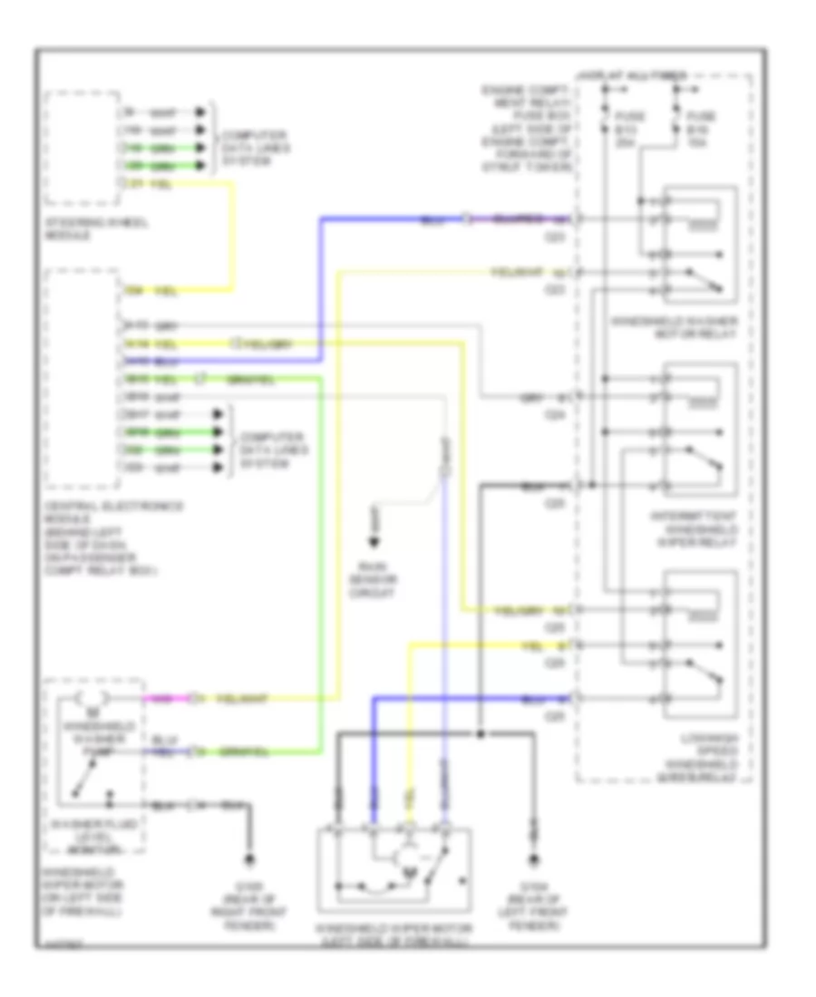 Электросхема передних стеклоочистителей дворников и омывателя лобового стекла для Volvo S60 2001