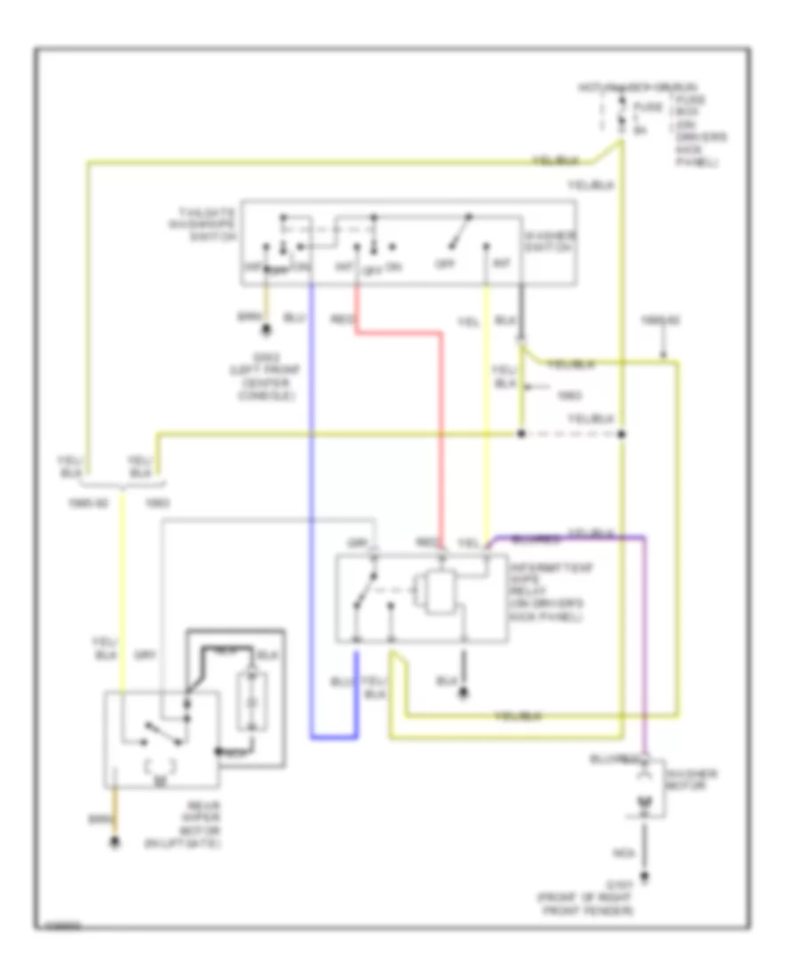 Rear WasherWiper with Intermittent Relay Wiring Diagram for Volvo 240 1991