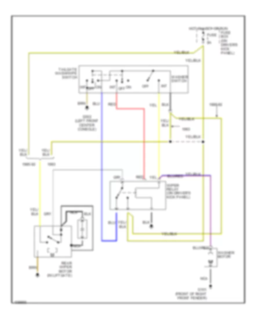 Rear WasherWiper without Intermittent Relay Wiring Diagram for Volvo 240 SE 1991