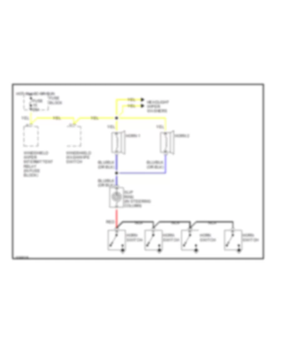 Horn Wiring Diagram Except 940SE for Volvo 940 GLE 1991