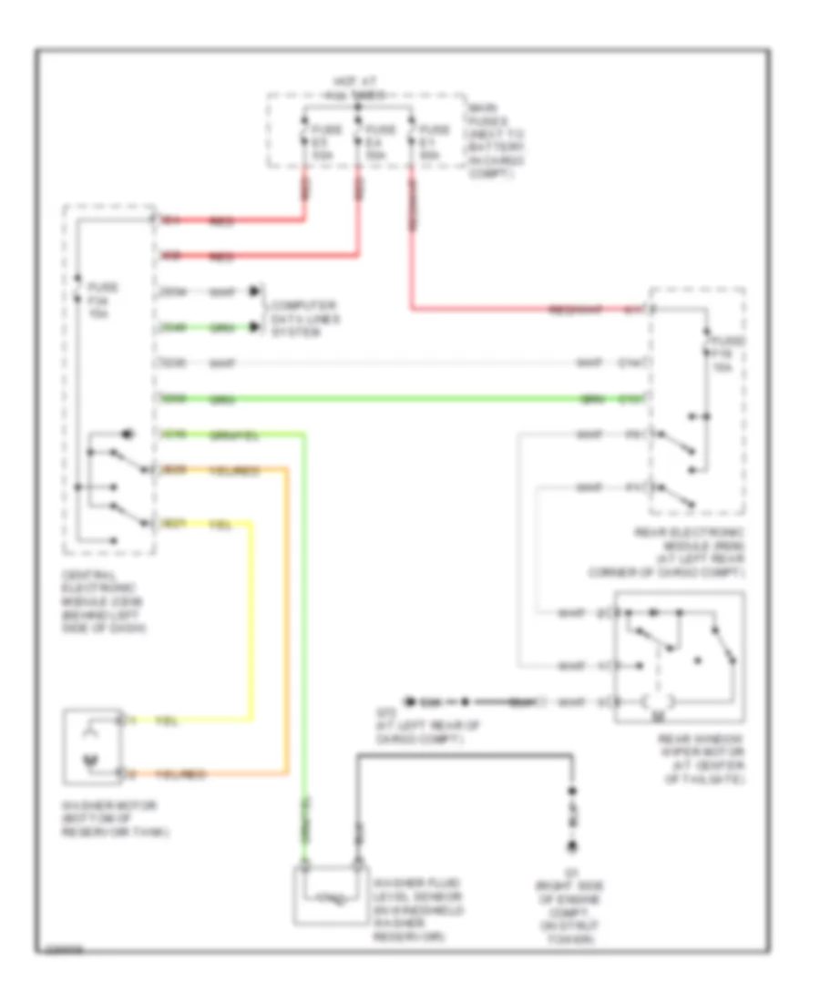 Электросхема заднего стеклоочистителя дворника и омывателя для Volvo XC90 V8 2010