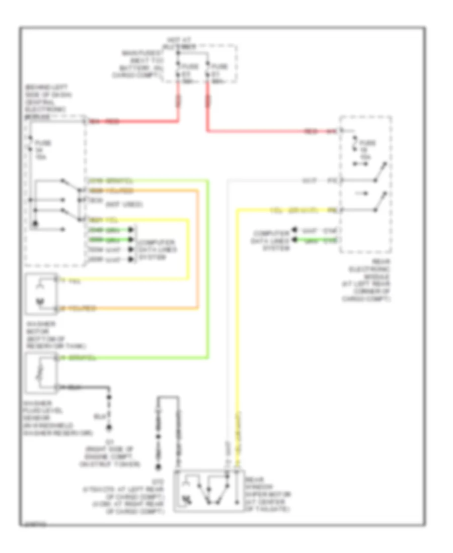 Электросхема заднего стеклоочистителя дворника и омывателя для Volvo XC90 T-6 2005