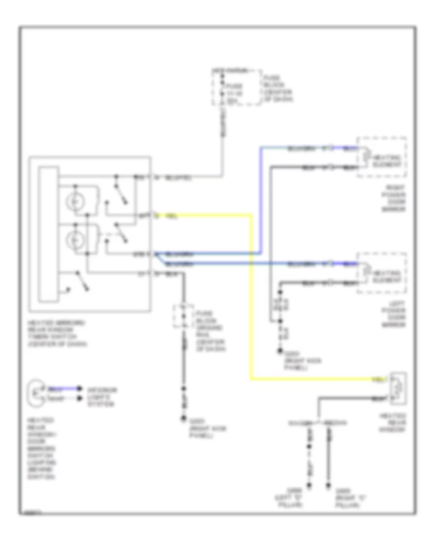 Rear Defogger  Heated Mirrors Wiring Diagram for Volvo 740 Turbo 1992