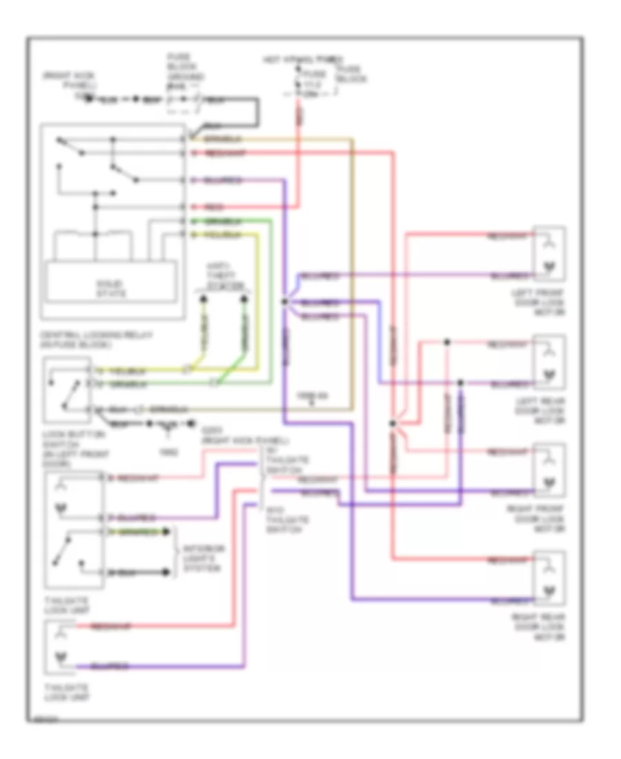 Power Door Lock Wiring Diagram for Volvo 740 Turbo 1992