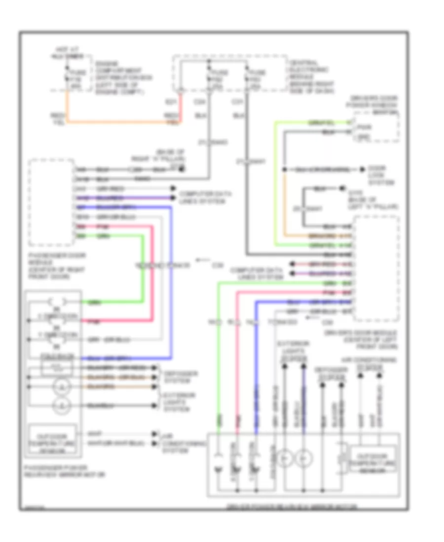 Power Mirrors Wiring Diagram for Volvo S40 T-5 2011