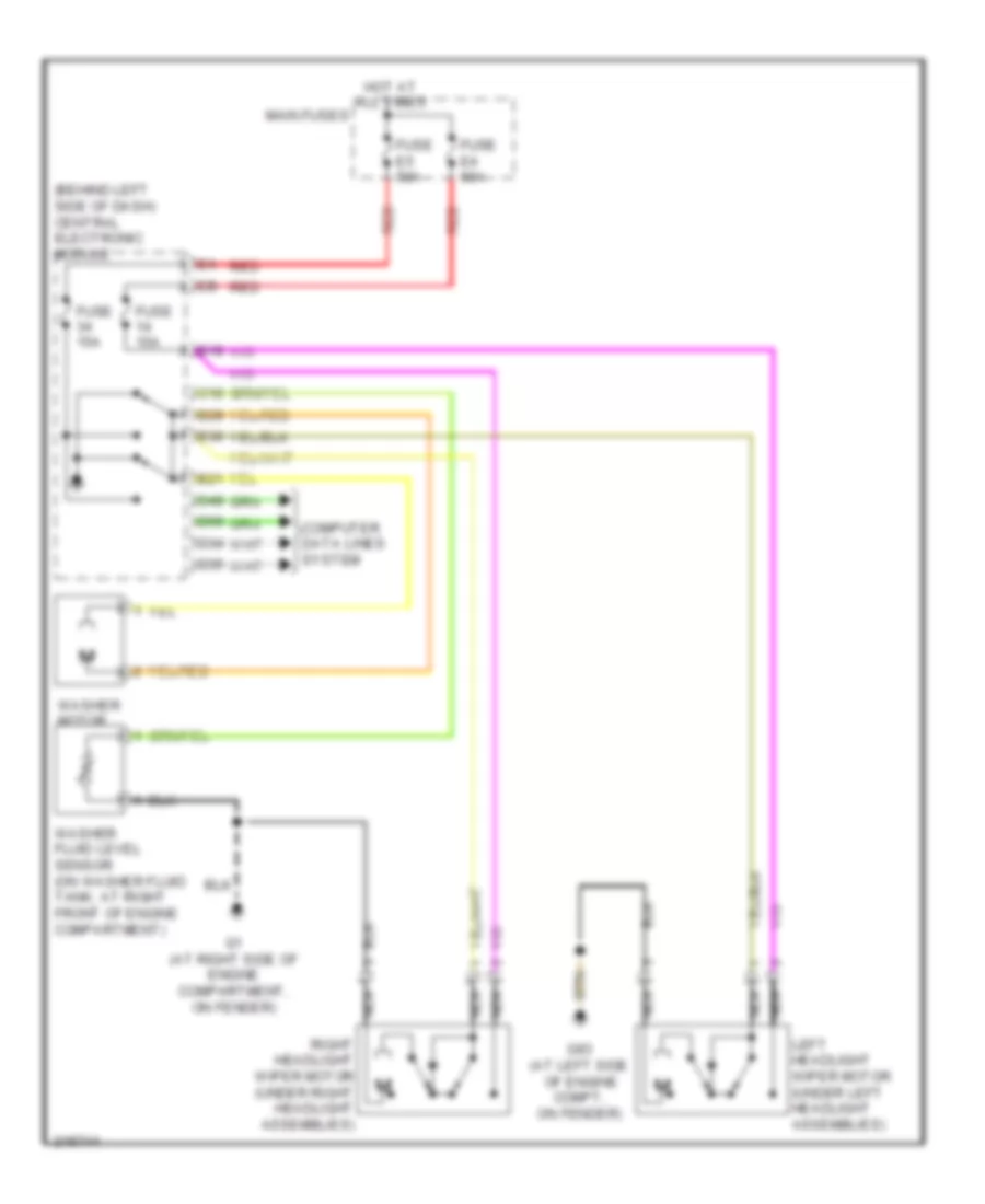 Электросхема стеклоочистителя, дворников и омывателя Фары для Volvo S60 R 2006