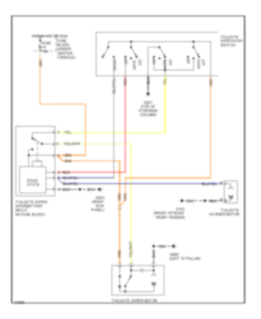 Электросхема заднего стеклоочистителя и омывателя стекла для Volvo 940 Turbo 1993