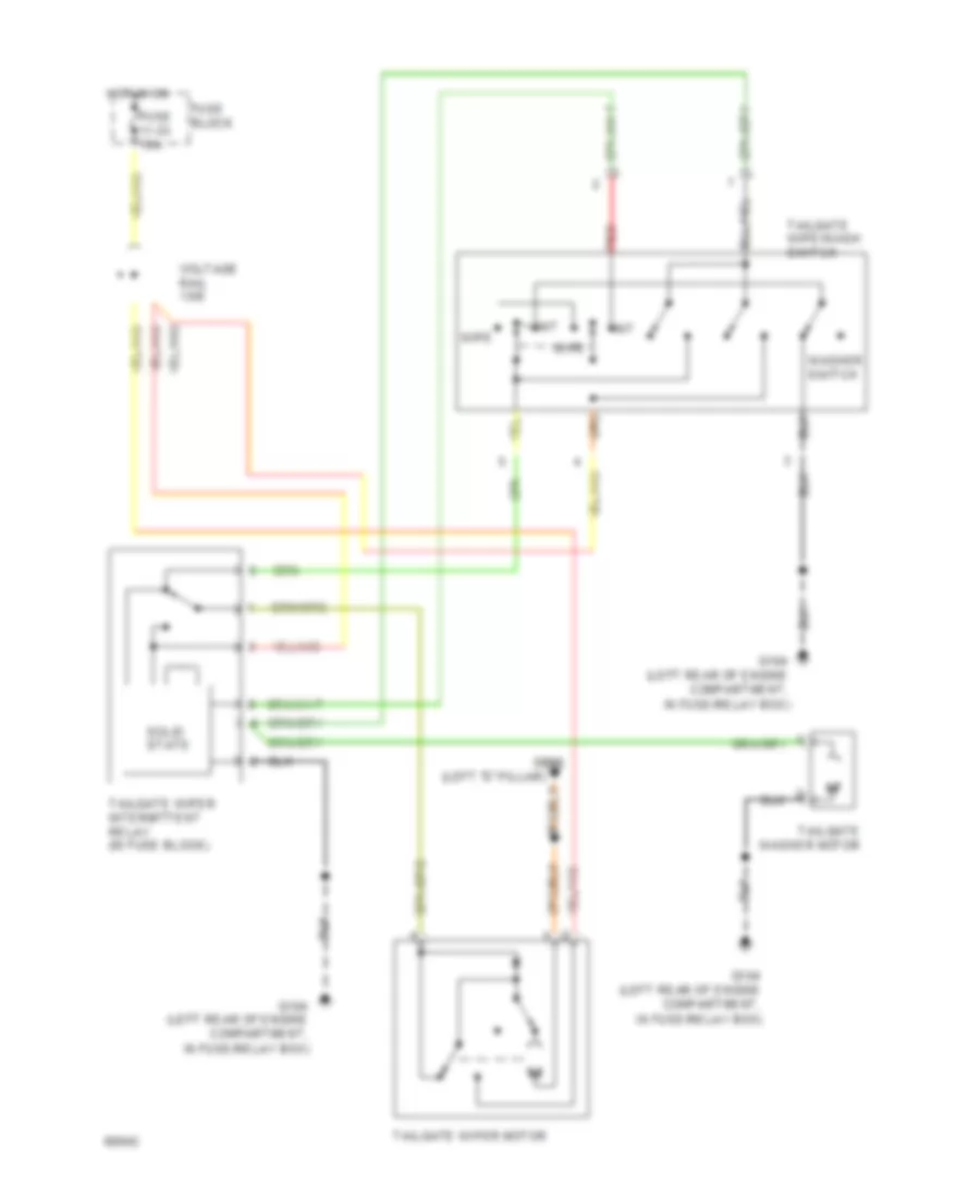 Электросхема заднего стеклоочистителя дворника и омывателя для Volvo 850 1994