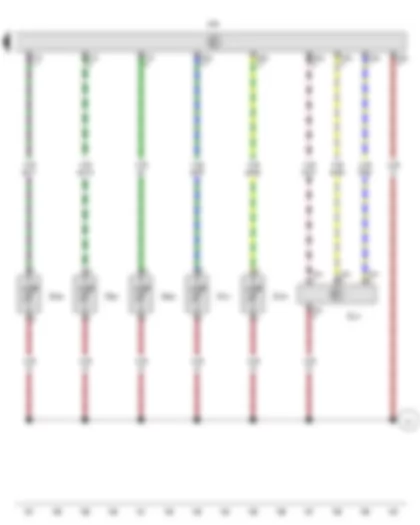 Wiring Diagram  VW AMAROK 2012 - Sunlight penetration photosensor - Left vent temperature sender - Right vent temperature sender - Left footwell vent temperature sender - Right footwell vent temperature sender - Evaporator temperature sensor - Climatronic control unit