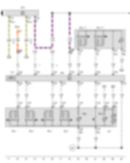 Wiring Diagram  VW AMAROK 2012 - Front driver side window regulator button - Rear driver side window regulator button - in driver door - Rear passenger side window regulator button - in driver door - Front passenger side window regulator button - in driver door - Driver door control unit - Onboard supply control unit - Fuse 48 on fuse holder C - Driver side window regulator motor