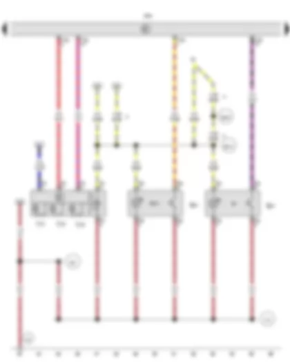 Wiring Diagram  VW AMAROK 2011 - Running gear program switch - Transfer box control unit - Normal operation warning lamp in transfer box operating unit - Reduction gearing warning lamp in transfer box operating unit - Inter-axle lock-up warning lamp in transfer box operating unit