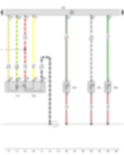 Wiring Diagram  VW AMAROK 2011 - Left footwell vent temperature sender - Right footwell vent temperature sender - Evaporator temperature sensor - Potentiometer for fresh air/air recirculation - air flow flap control motor - Climatronic control unit - Fresh air and air recirculation flap control motor