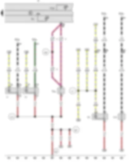Wiring Diagram  VW AMAROK 2011 - Parking brake contact switch - Dash panel insert - Handbrake warning lamp - Fuse 38 on fuse holder C - Fuse 52 on fuse holder C - Fuse 54 on fuse holder C - Electric socket - Cigarette lighter - 12 V socket - 12 V socket 2
