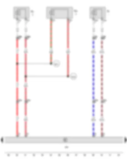 Wiring Diagram  VW AMAROK 2012 - Control unit with display for radio and navigation - Rear left loudspeaker - Front left treble loudspeaker - Front left bass loudspeaker
