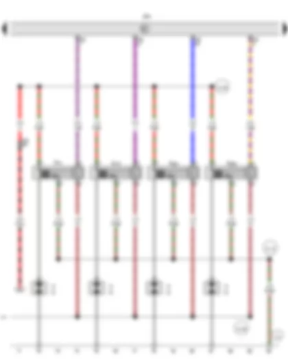 Wiring Diagram  VW AMAROK 2012 - Engine control unit - Ignition coil 1 with output stage - Ignition coil 2 with output stage - Ignition coil 3 with output stage - Ignition coil 4 with output stage - Spark plug connector - Spark plugs