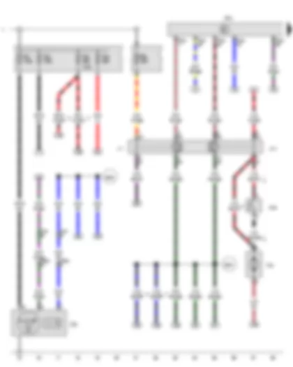 Wiring Diagram  VW AMAROK 2012 - Alternator with voltage regulator - Fuel pump relay - Terminal 30 voltage supply relay - Auxiliary coolant heater relay - Engine control unit - Fuse 1 in fuse holder A - Fuse 2 on fuse holder B - Fuse 4 in fuse holder A - Fuse 5 in fuse holder A