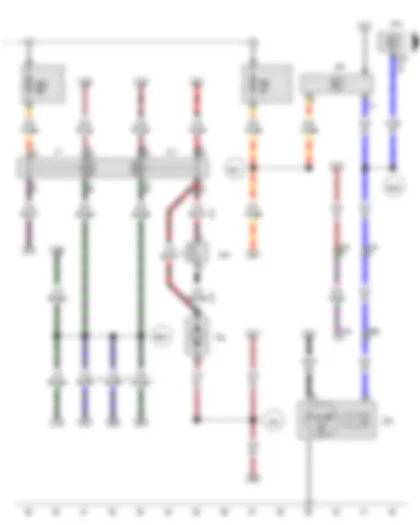 Wiring Diagram  VW AMAROK 2012 - Alternator with voltage regulator - Fuel pump relay - Terminal 30 voltage supply relay - Battery monitor control unit - Auxiliary coolant heater relay - Data bus diagnostic interface - Fuse 2 on fuse holder B