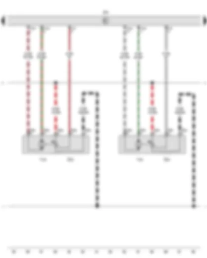 Wiring Diagram  VW AMAROK 2013 - Potentiometer for left temperature flap control motor - Potentiometer for right temperature flap control motor - Climatronic control unit - Left temperature flap control motor - Right temperature flap control motor