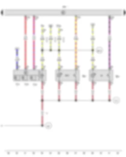 Wiring Diagram  VW AMAROK 2013 - Running gear program switch - Transfer box control unit - Normal operation warning lamp in transfer box operating unit - Reduction gearing warning lamp in transfer box operating unit - Inter-axle lock-up warning lamp in transfer box operating unit