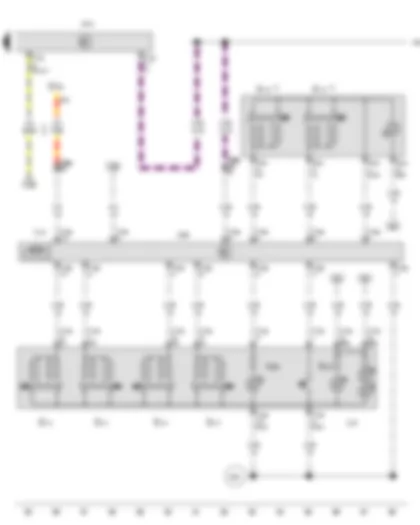 Wiring Diagram  VW AMAROK 2013 - Front driver side window regulator button - Rear driver side window regulator button - in driver door - Rear passenger side window regulator button - in driver door - Front passenger side window regulator button - in driver door - Driver door control unit - Onboard supply control unit - Fuse 48 on fuse holder C - Driver side window regulator motor