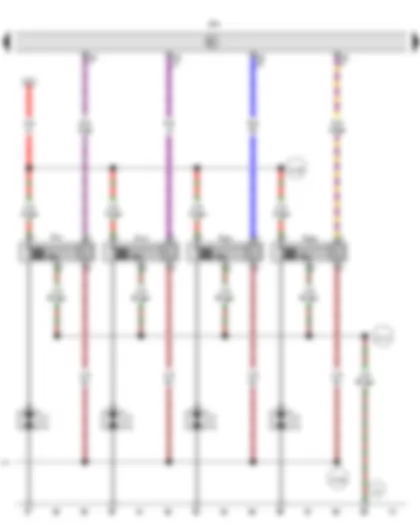 Wiring Diagram  VW AMAROK 2013 - Engine control unit - Ignition coil 1 with output stage - Ignition coil 2 with output stage - Ignition coil 3 with output stage - Ignition coil 4 with output stage - Spark plug connector - Spark plugs