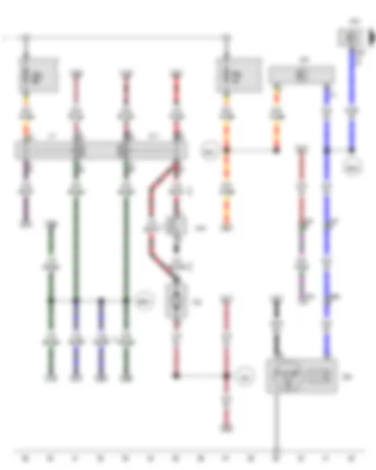 Wiring Diagram  VW AMAROK 2012 - Alternator with voltage regulator - Fuel pump relay - Terminal 30 voltage supply relay - Battery monitor control unit - Auxiliary coolant heater relay - Data bus diagnostic interface - Fuse 2 on fuse holder B